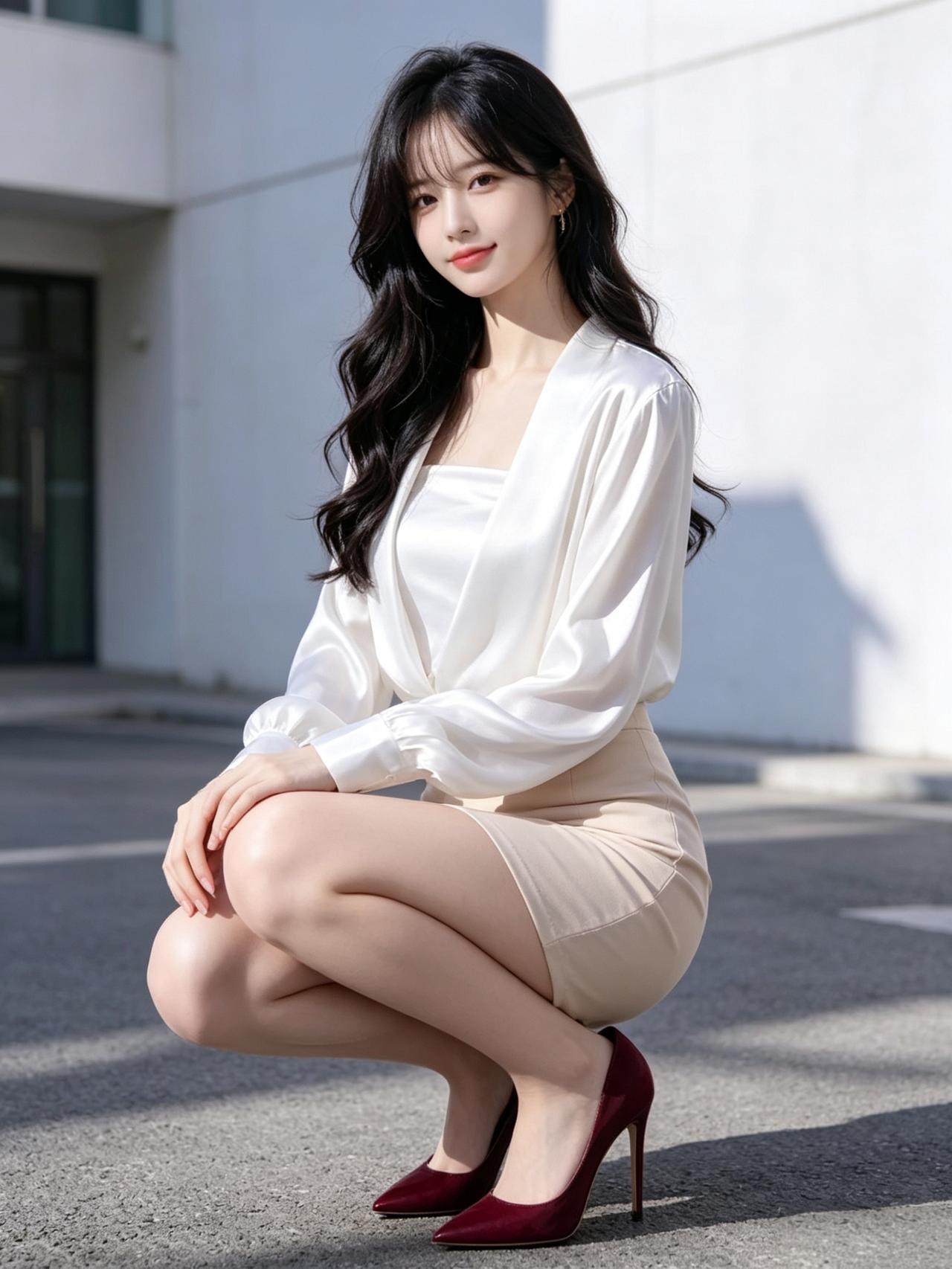 优雅白衬衫+米色短裙，都市女孩的时尚穿搭！👗👠怎么穿搭会让人比较显温柔 女人
