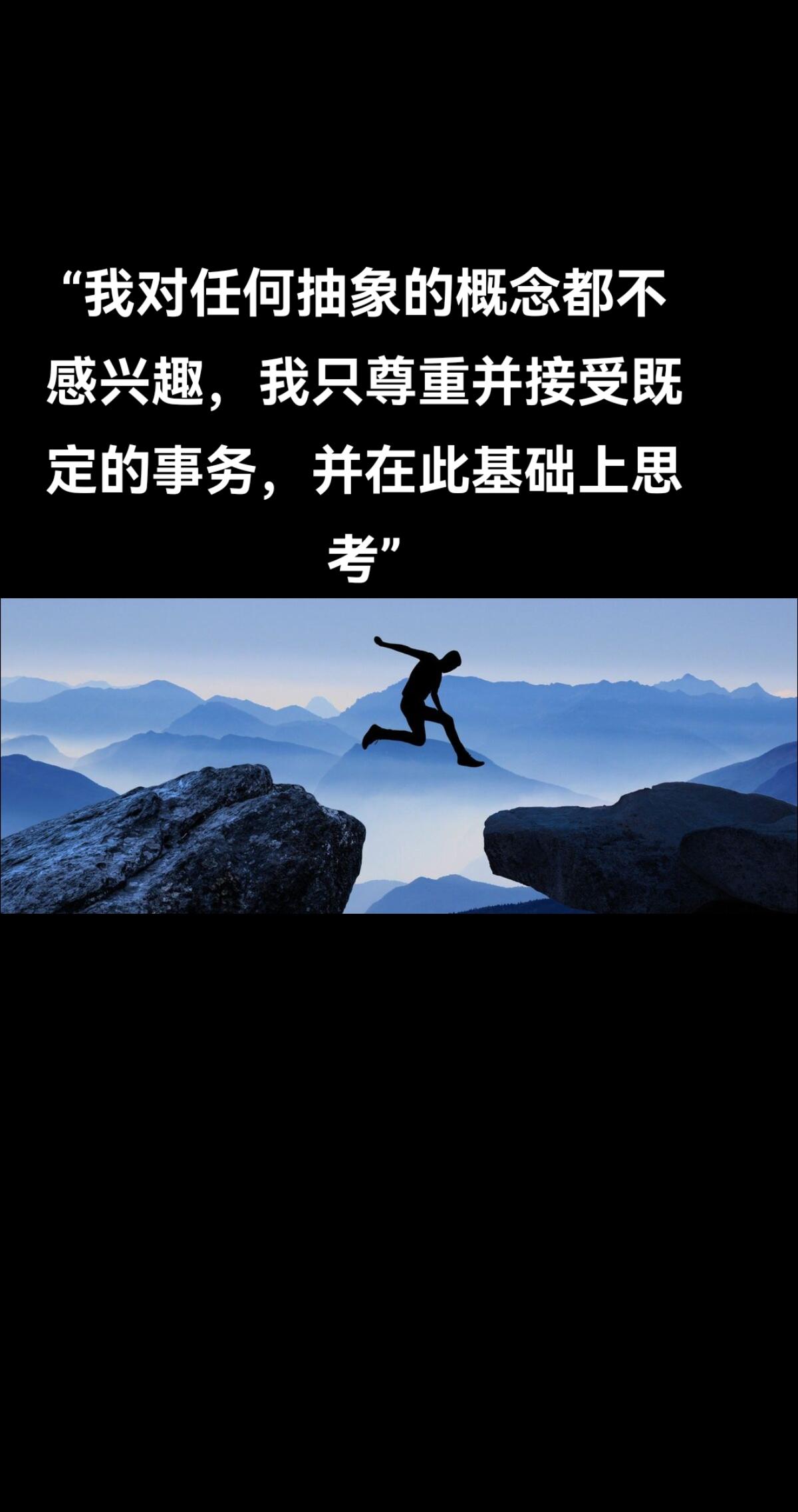 “我对任何抽象的概念都不感兴趣，我只尊重并接受既定的事务，并在此基础上思考”