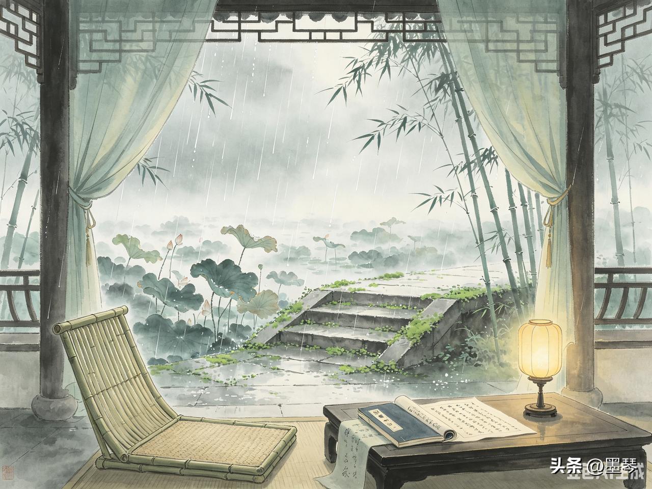 恋香衾.黄梅时雨

墨琴

摘取黄梅牙酸透，竹簟倚、闷对回廊。耳畔蝉儿，暗搅愁肠