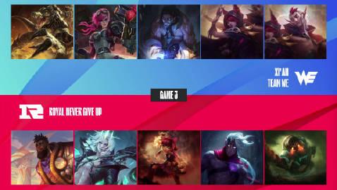  【WE vs RNG 第三局】

MVP：Wei（佛耶戈）
卧龙凤雏打得很热闹