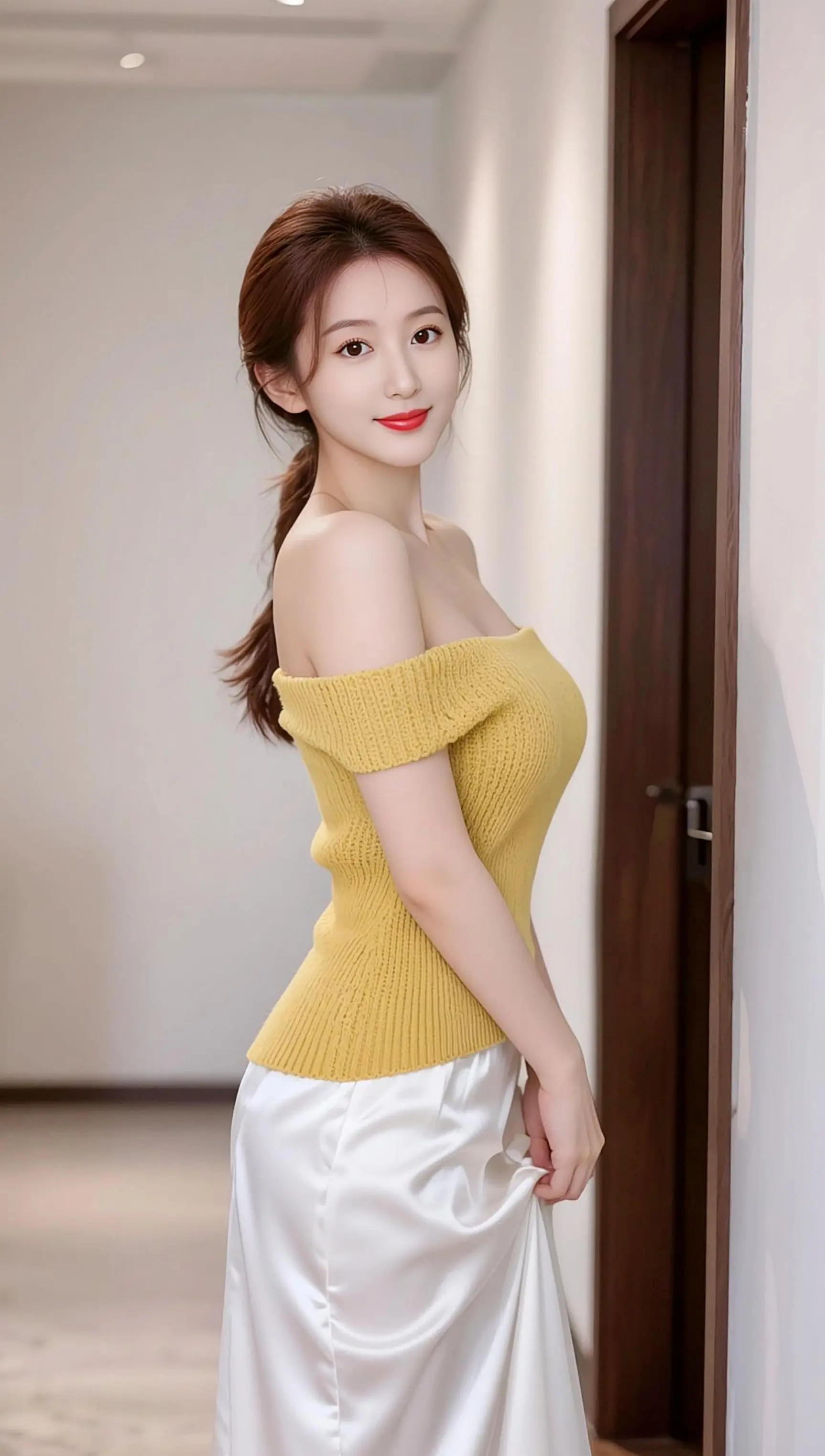 AI暖黄低胸写真 ai创作