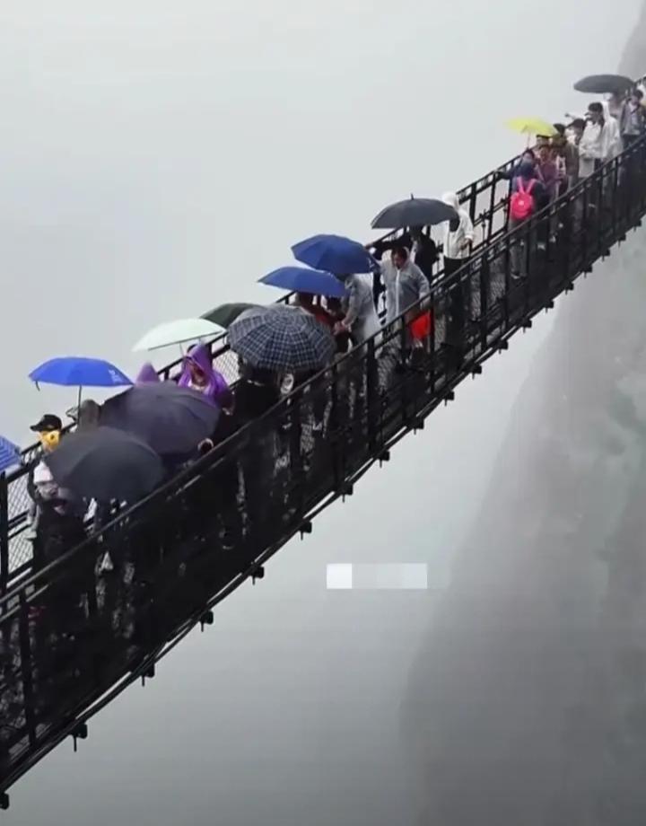 太壮观了，五一小长假去雁荡山方洞铁索桥打卡，结果被一场大雨狠狠惊艳到！
山间险桥