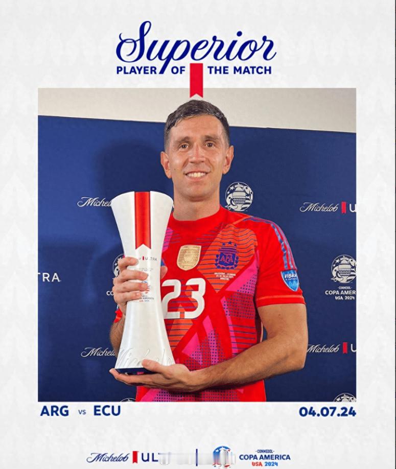 #大马丁神了# 7月5日讯 美洲杯1/4决赛，阿根廷点球大战5-3淘汰厄瓜多尔晋