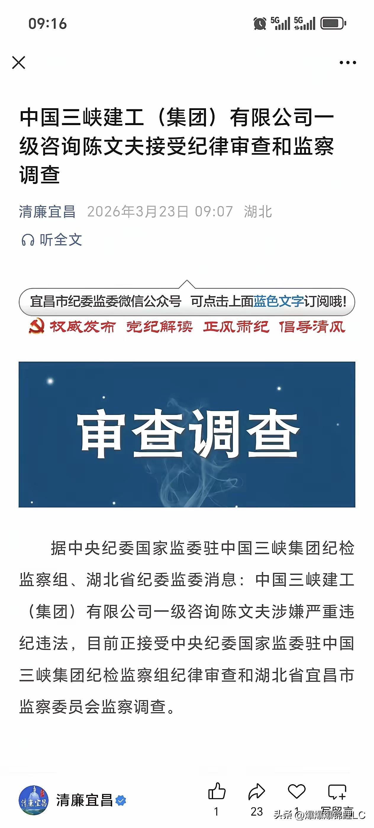 3月23号的这个审查通报，看着真是挺魔幻的。

东方大国三峡建工集团的一级咨询陈