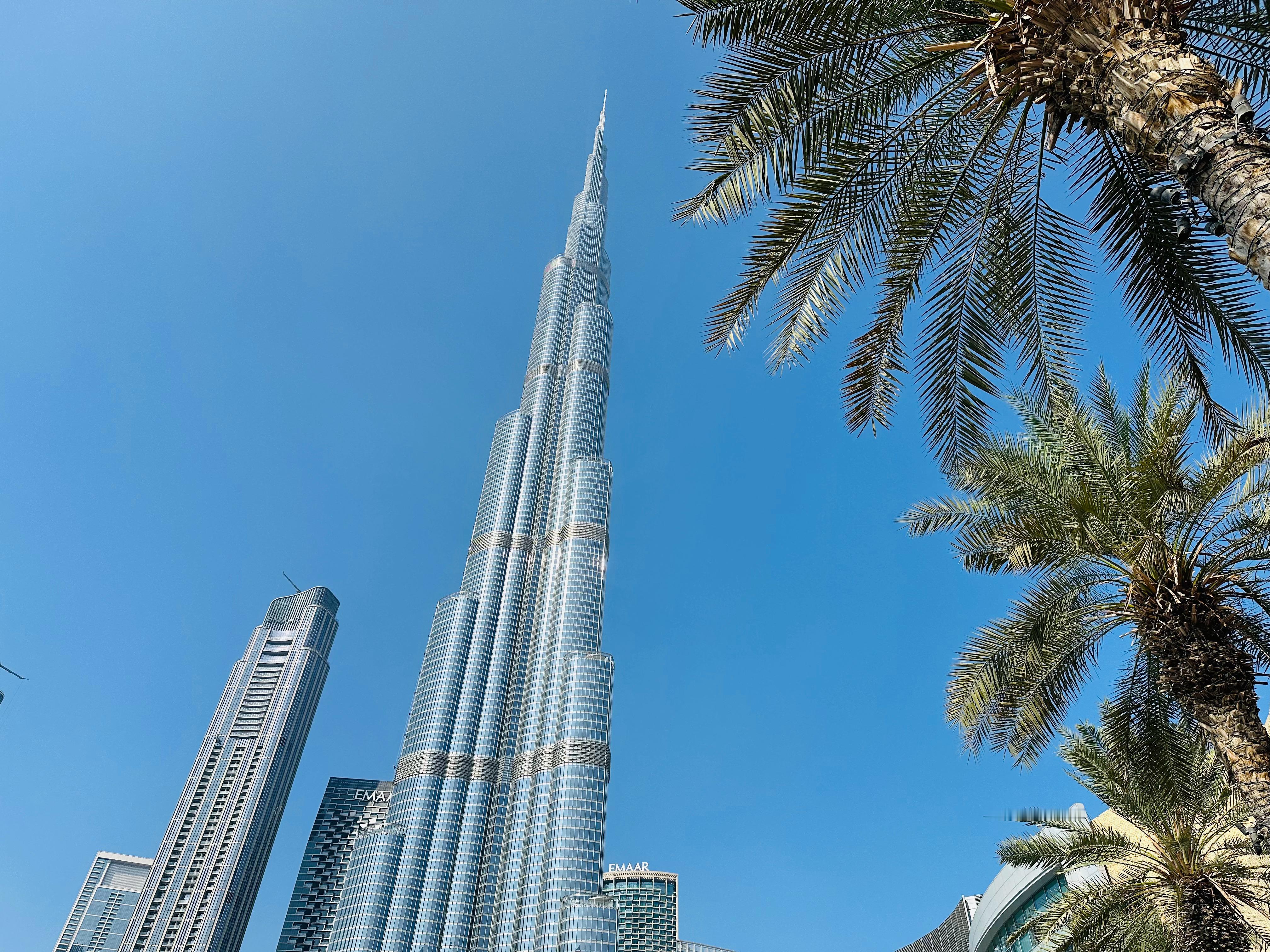 刚在Dubai Mall点完菜准备去户外堂食，没想到直接映入眼帘的就是哈利法塔，