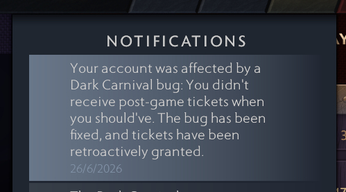 DOTA2  刚才一个小更新，人机合作不给票的BUG已经修复，而且之前人机没给的