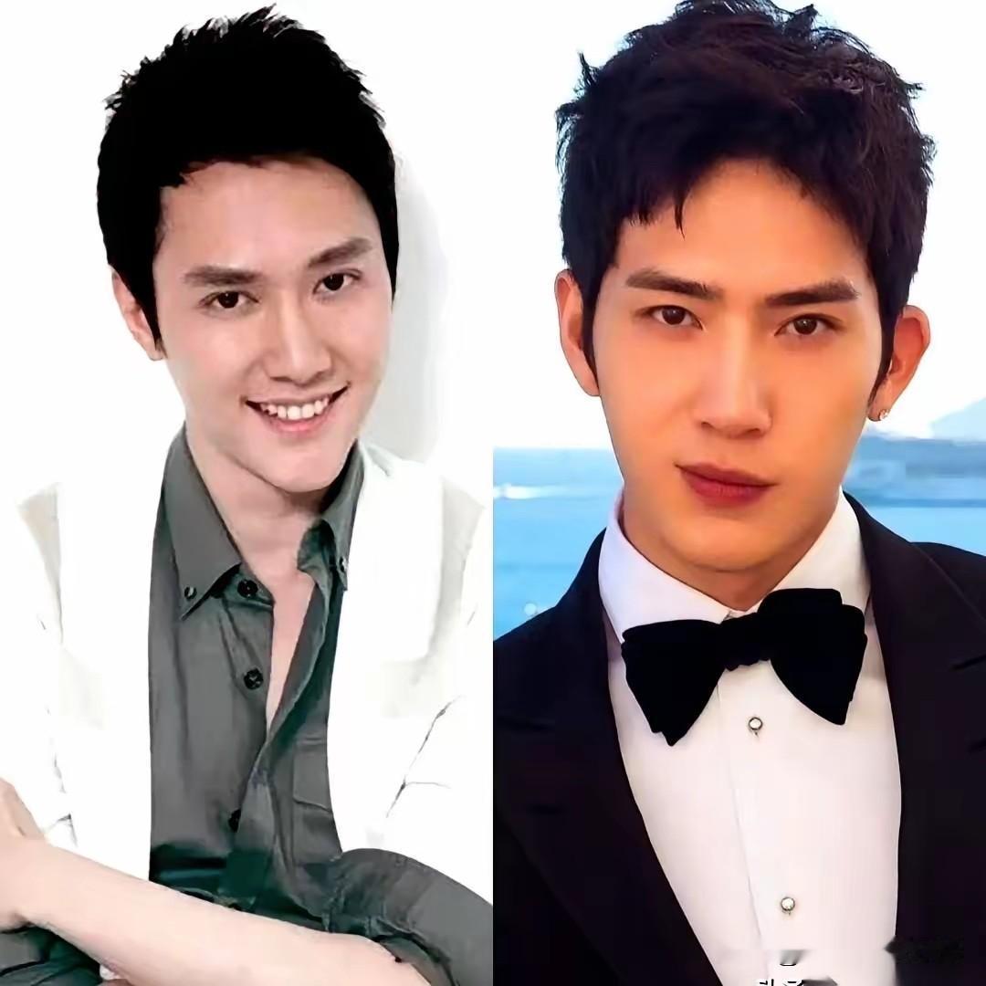两位男明星的颜值比对，这么一看还是左边的冯绍峰好看一些，他是男神级别的明星，他的
