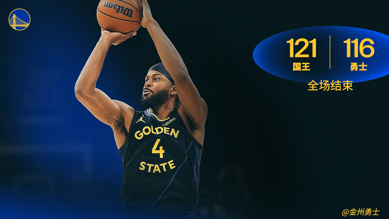 全场比赛结束，勇士116:121国王。勇士vs国王 ​​​
