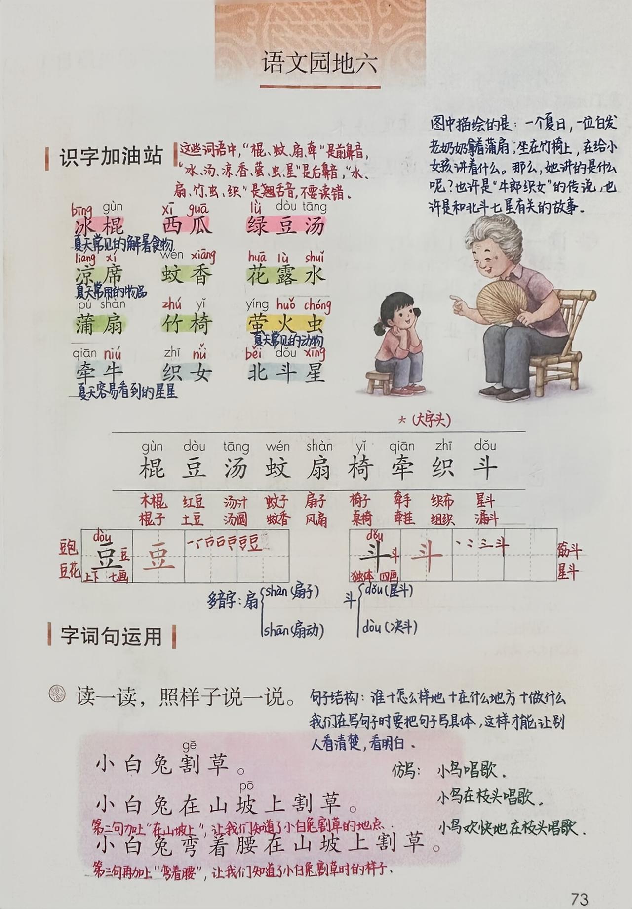 一年级下册语文，第六单元《语文园地六》课堂学习笔记，收藏复习一年级语文