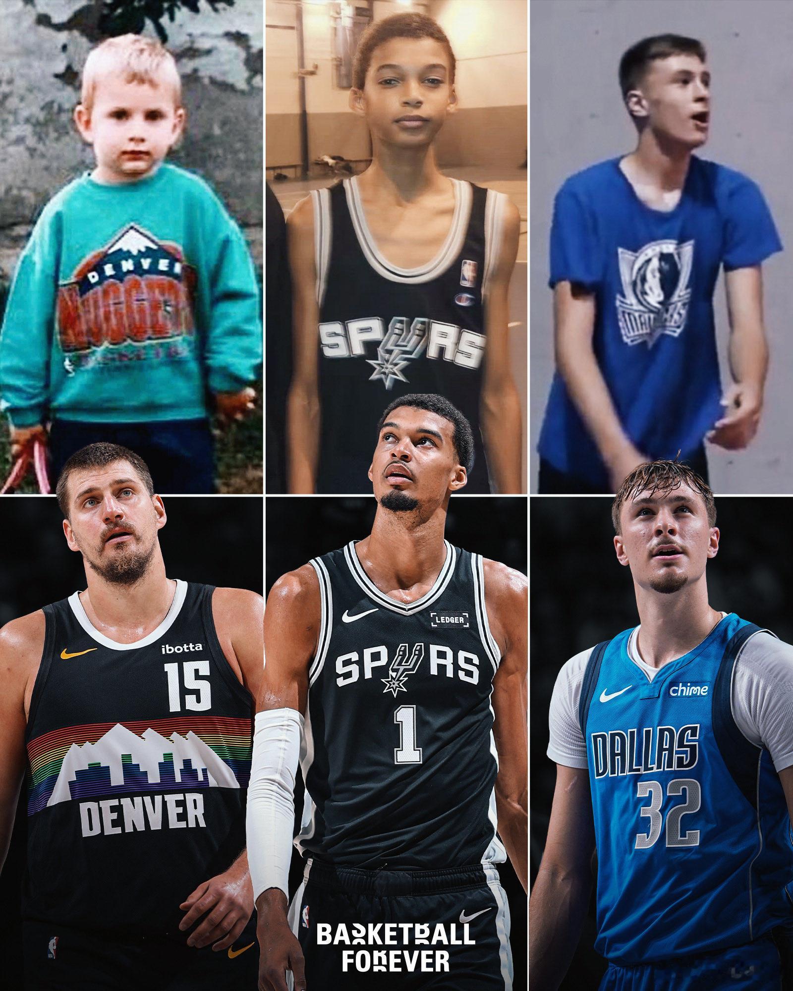 MFFL 弗拉格、约基奇、文班亚马小时候穿着现在母队的衣服。独行侠vs开拓者杨瀚