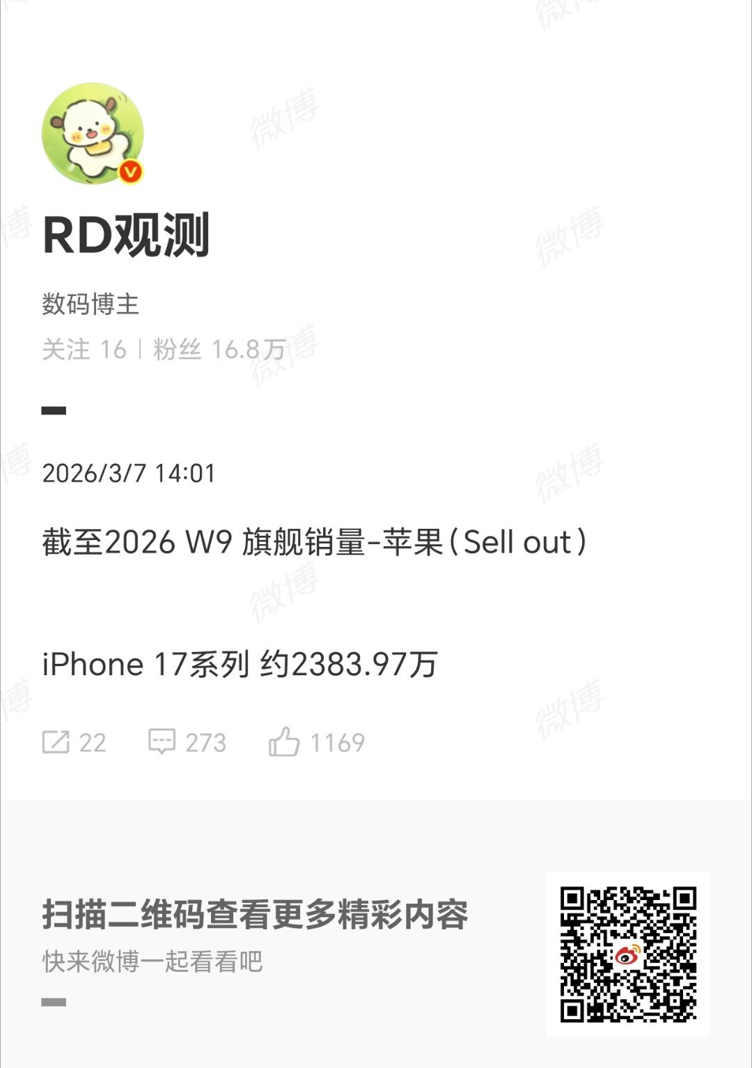 iPhone17国内最新销量iPhone17国内近2400万台销量，高端市场还是