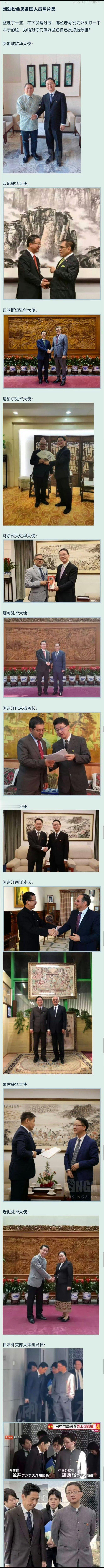 只有跟小日本会见时插兜了！网友整理出了外交部亚洲司司长刘劲松会见各国人员的照片集