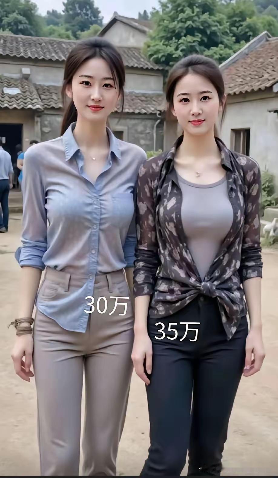 你认为哪种女性最具魅力？这两位美女，谁更有魅力？一个彩礼30万，一个彩礼35万，