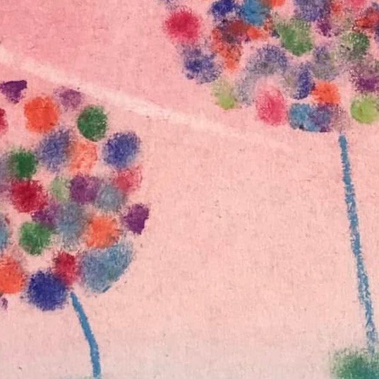 養娃日記19蒲公英是用棉花棒按出来的，画完蛮有成就感的