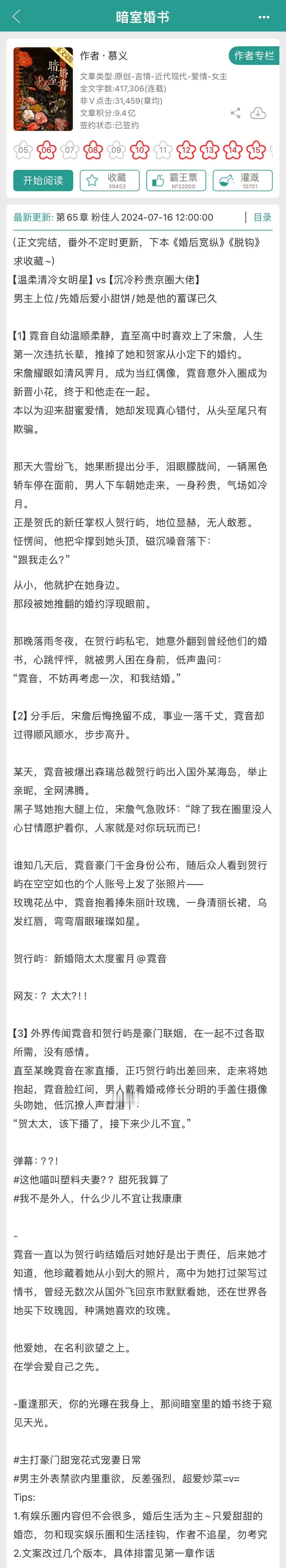 #新文完结# ，蹲个大家的反馈1. 《暗室婚书》by慕义2. 《白切黑后男主的火