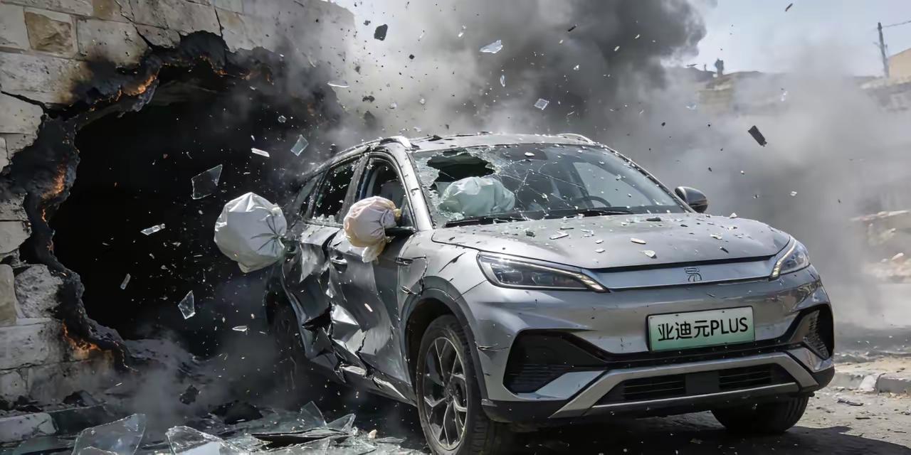 中东战火持续升级，耶路撒冷周边遭遇导弹袭击，一辆正常行驶的比亚迪元PLUS（海外