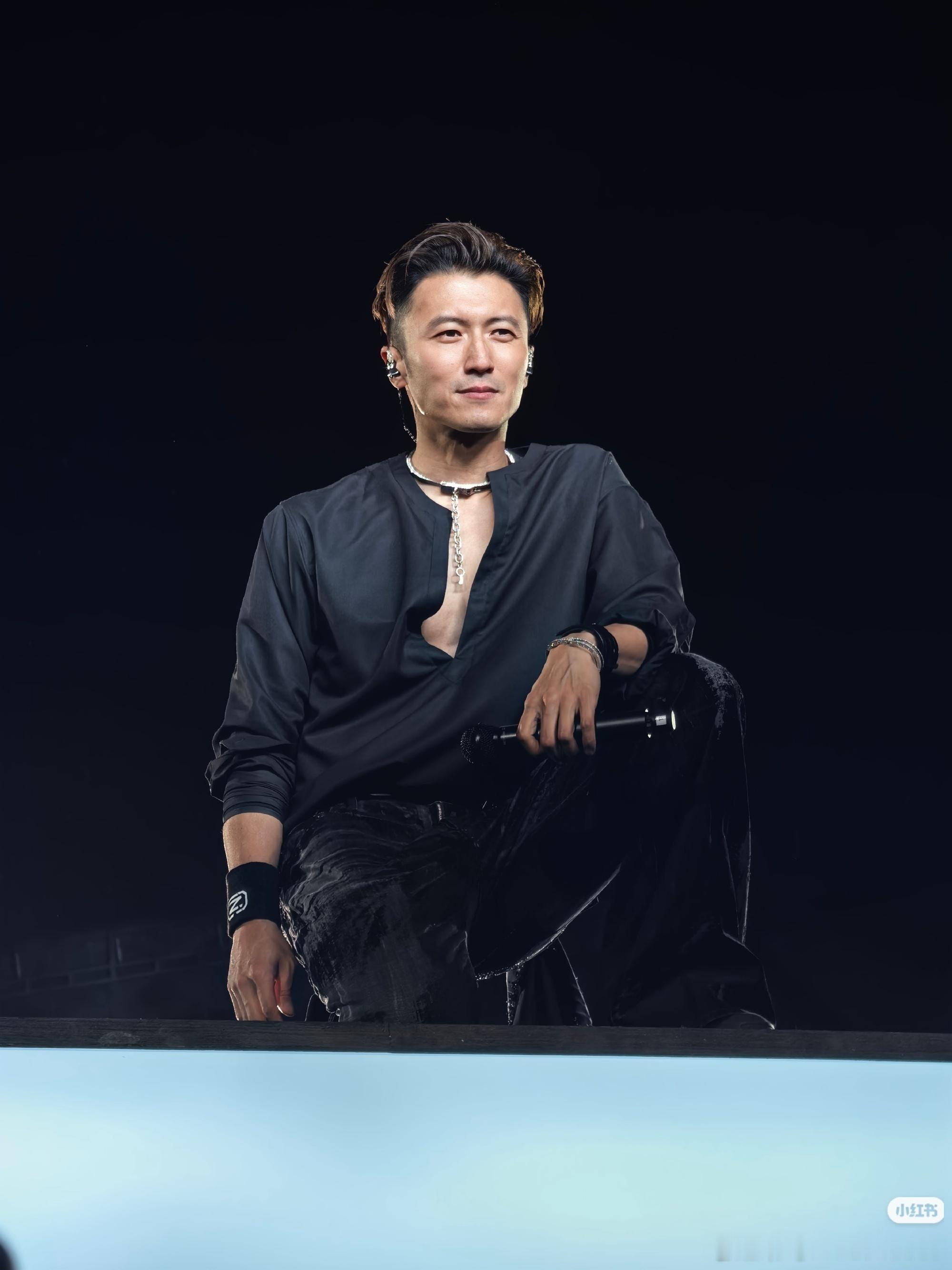 谢霆锋演唱会哽咽 褪去荧幕上凌厉的模样，此刻他只是满心思念的普通人，唱至副歌突然