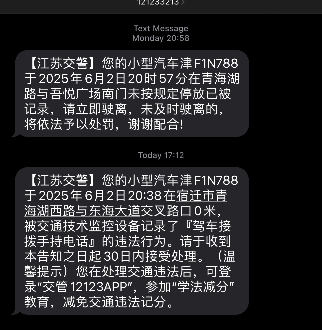 真的是绝了，我不会被套牌了吧，我车没在江苏啊。刚开始提醒我立即驶离，我还没当回事