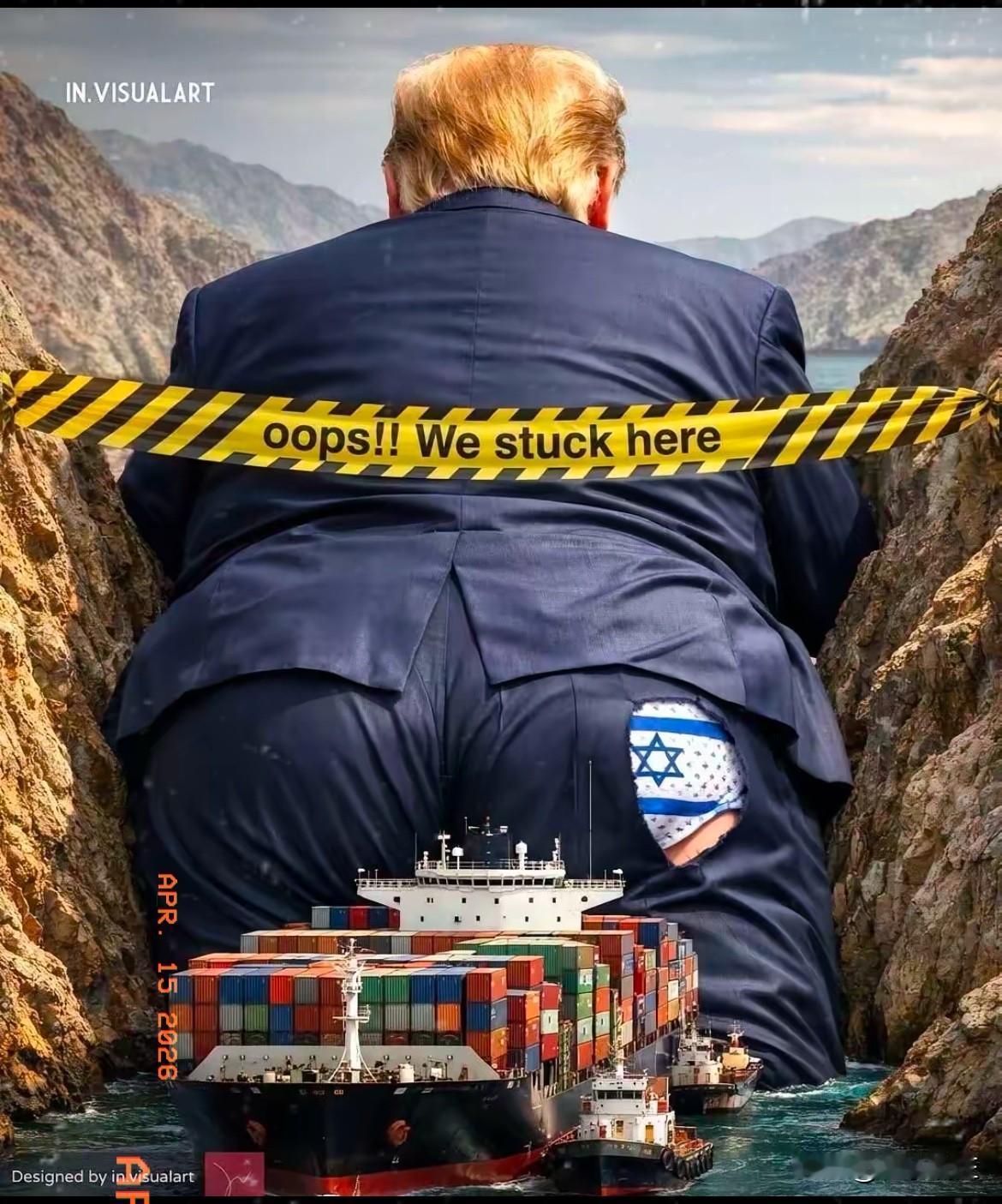 给这位漫画师磕一个！脑洞封神了！
把特朗普、以色列、苏伊士运河堵船的梗玩得明明白