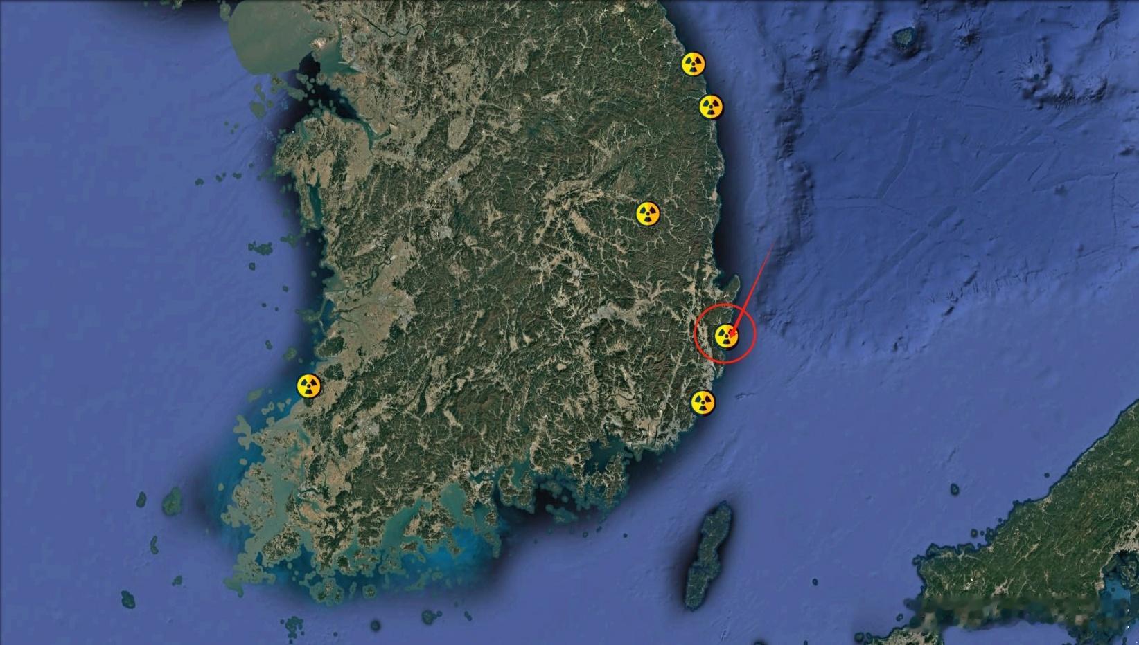 韩国一核电站核废液泄漏  图1为韩国所有核电站分布图，图2为此次核废液泄漏电站。