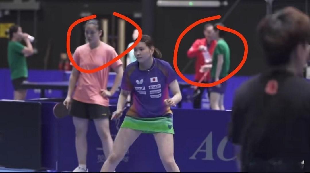 【桥本帆乃香上训，国乒徐奕和任浩盯着看】伦敦世乒赛训练馆，4 月 28-29 日