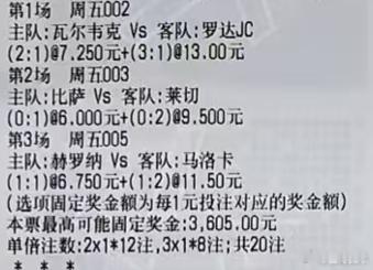 金哥侃球：002 荷乙 瓦尔韦克vs罗达JC方向：胜分数：2-1 3-1003 