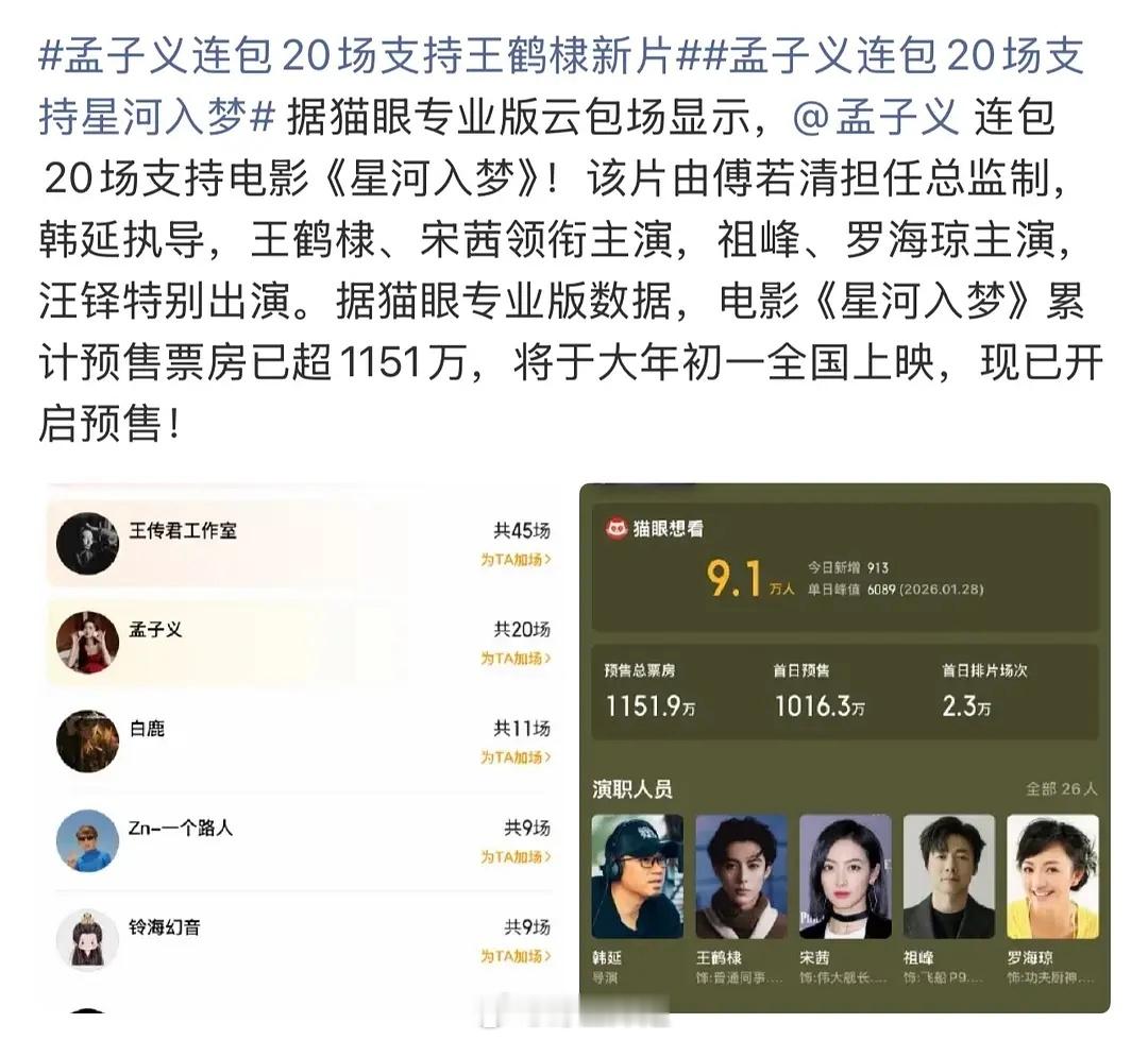 孟姐包场星河入梦 这是支持谁的呀