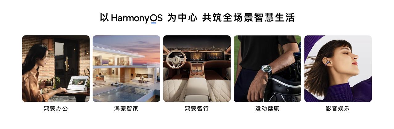 华为以HarmonyOS为中心，构建鸿蒙办公、鸿蒙智家、鸿蒙智行、运动健康、影音