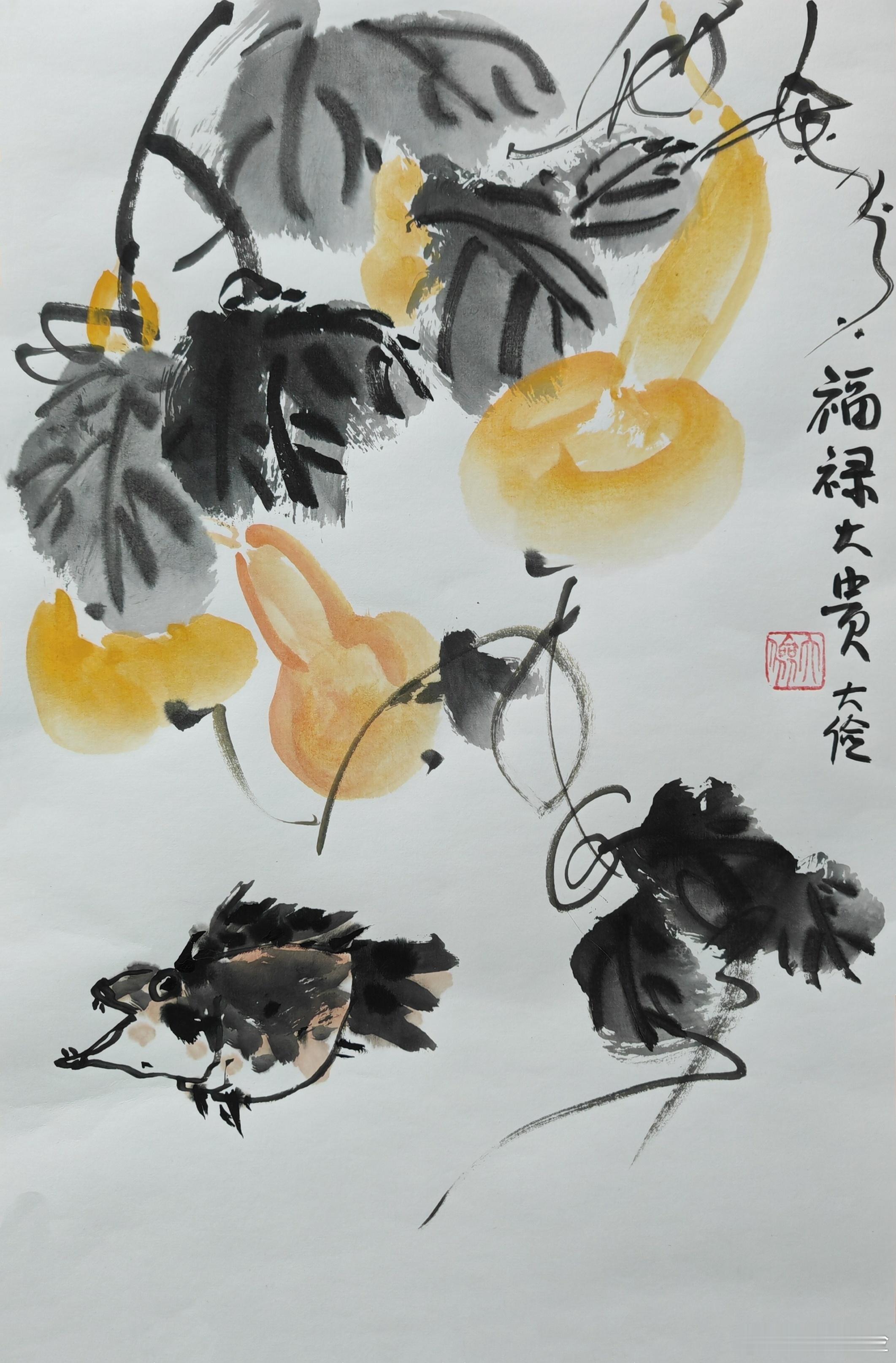 苏大画  画年画，迎新年，福禄寿喜寄托中华民族传统祝福，葫芦因谐音“福禄”，成为