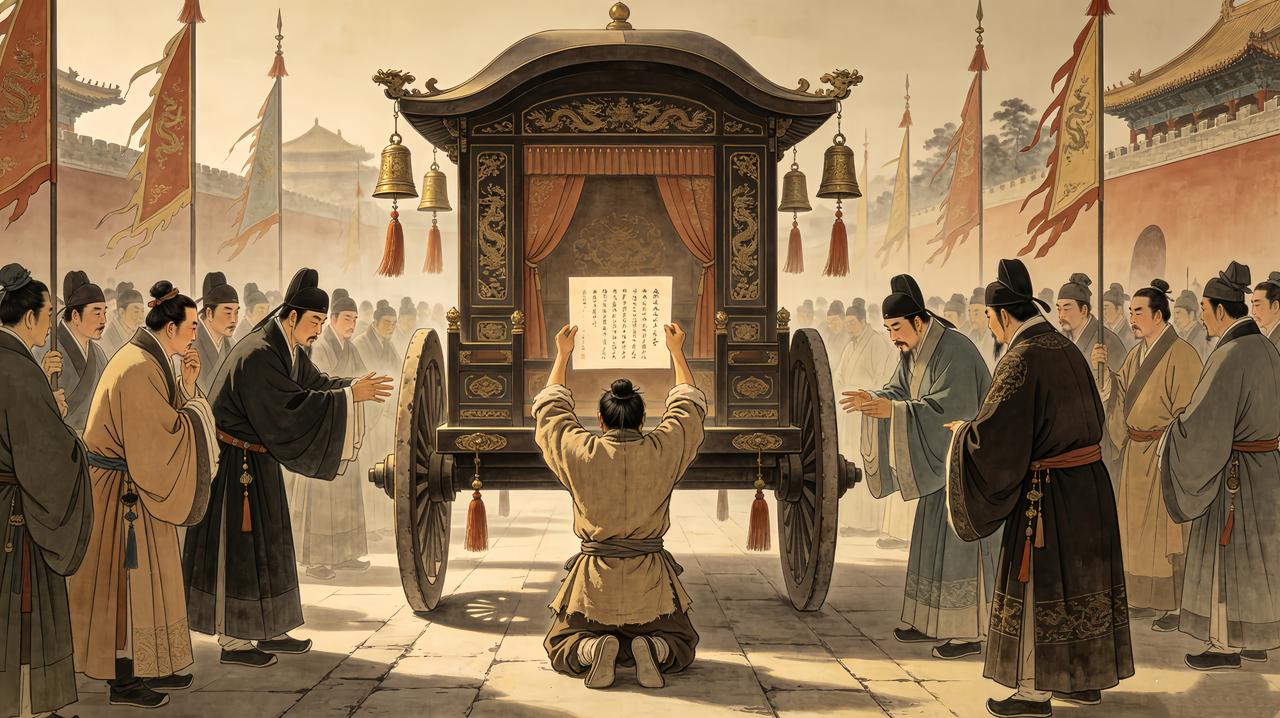 古代拦皇驾申冤被记载为邀车驾，就是百姓在皇帝出行道路拦皇帝车驾告御状，属于直诉制