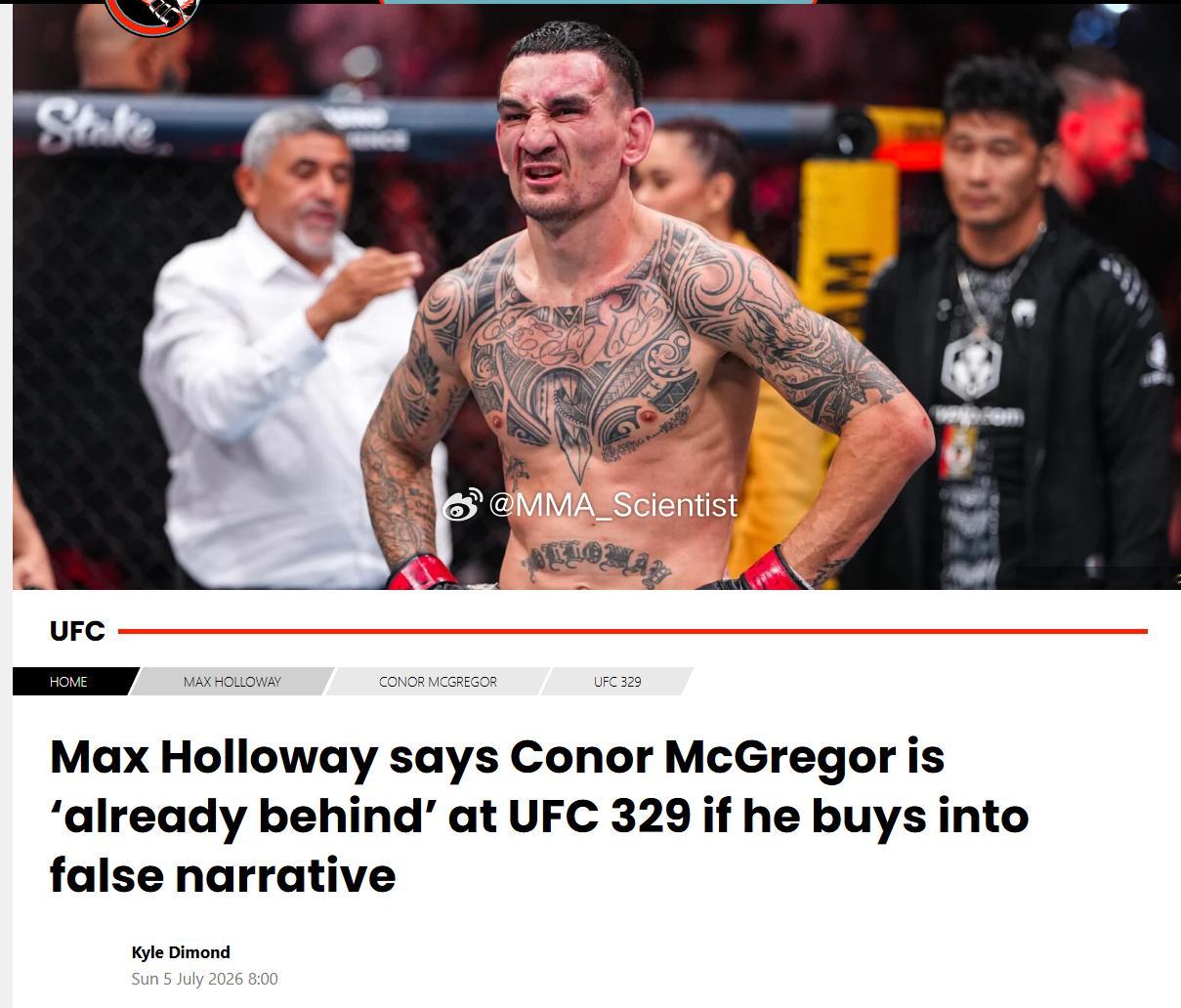 "天佑”麦克斯·霍洛威（Max Holloway）不相信，外界说的“嘴炮”康纳·