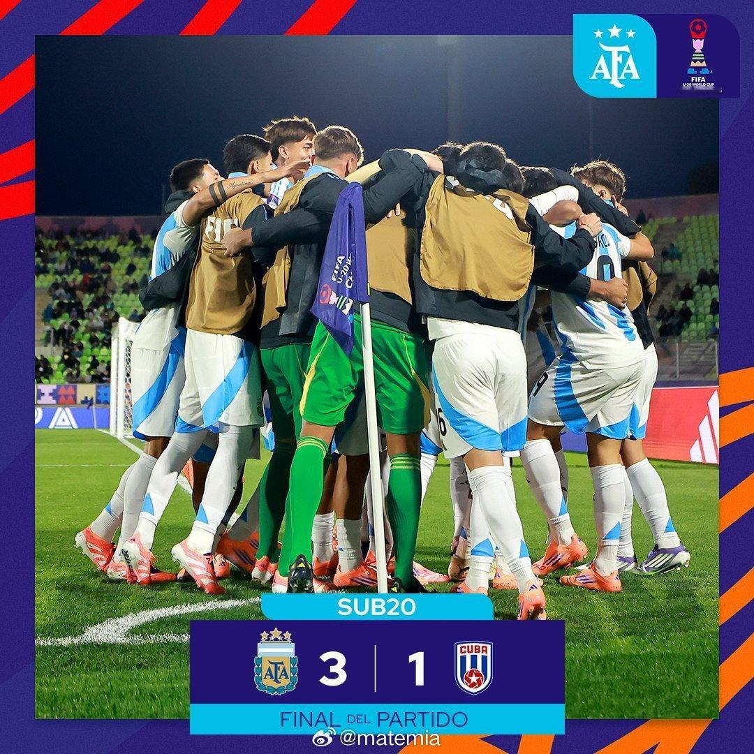 阿根廷取得U20世界杯🏆开门红🎉🎉🎉尽管开场10分钟即少打一人，但阿根廷