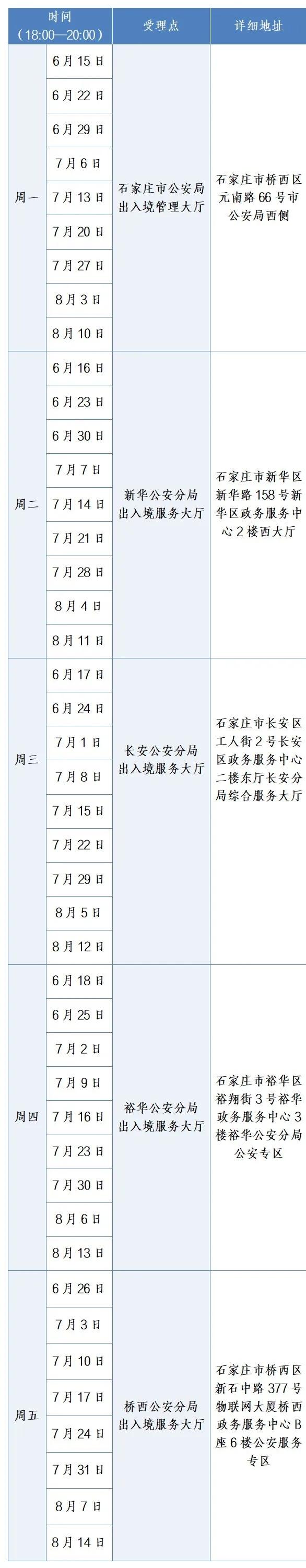 【石家庄公安出入境暑期办证夜间专场来啦】为方便广大市民暑期出国（境）顺利办妥证件