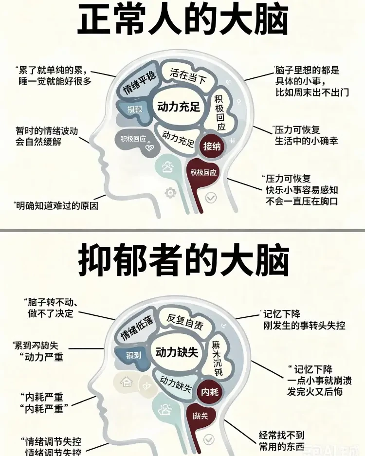 正常人大脑vs抑郁大脑（含SCL90抑郁自测）