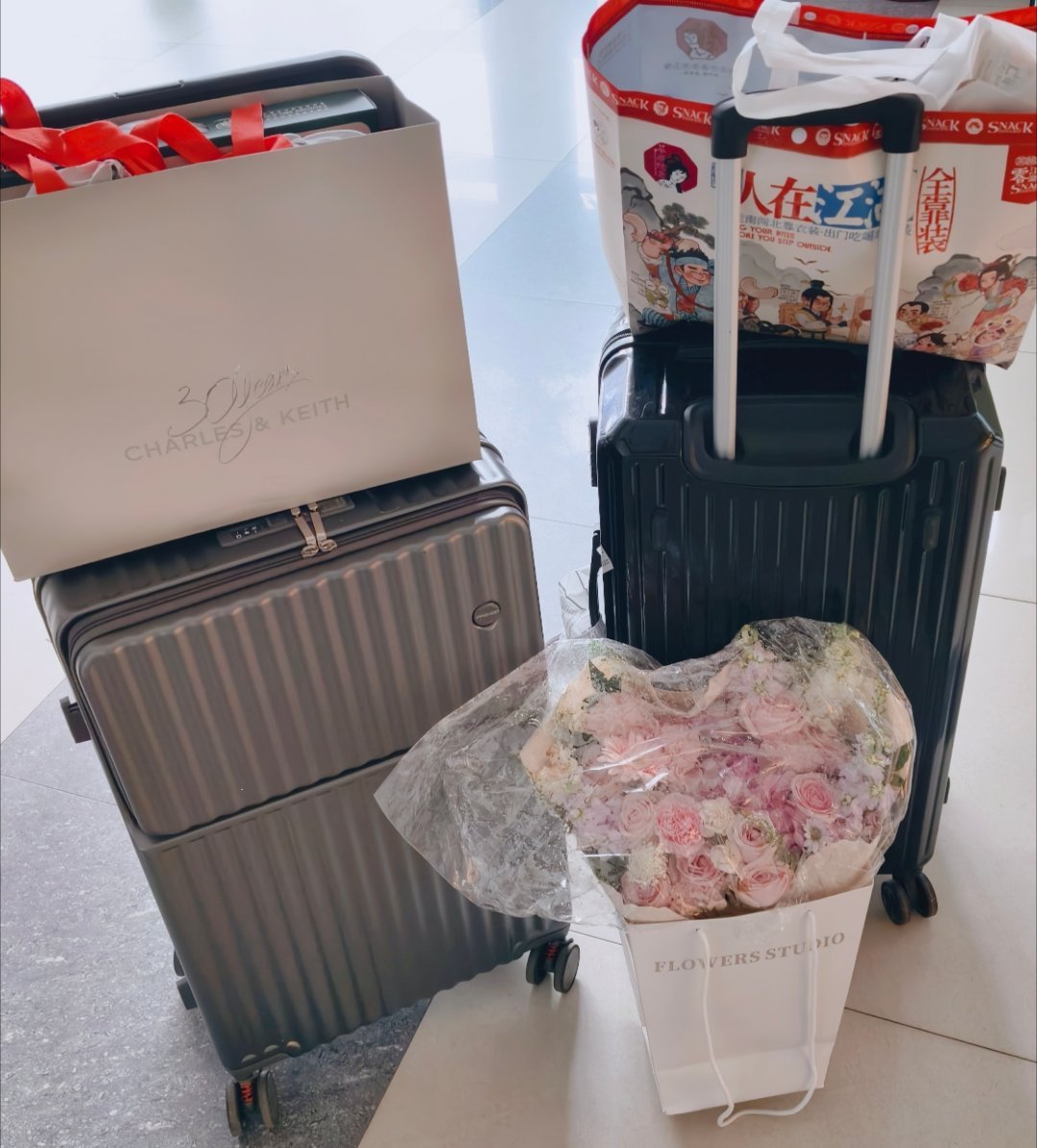 走的时候就两个行李箱，回来一堆东西[揣手] ​​​