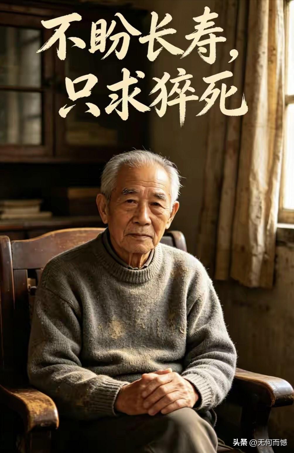 我从不盼长寿，只希望能猝死在某天的瞬间，不用经历衰老的狼狈，不用面对不能生活自理