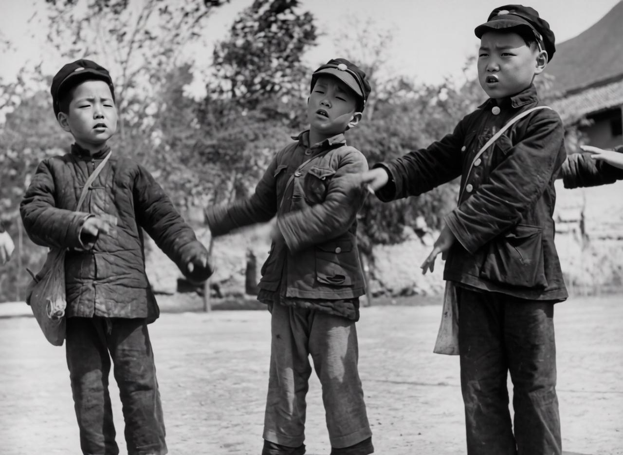 【西安老照片】1947年的童年：黄土高原上的嘹亮歌声。1947年，陕西临潼。村小