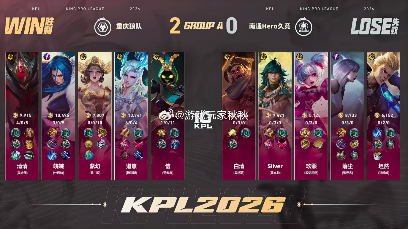 清清招牌白起狼队对战Hero第二小局，狼队2:0Hero清清白起太全面了 
