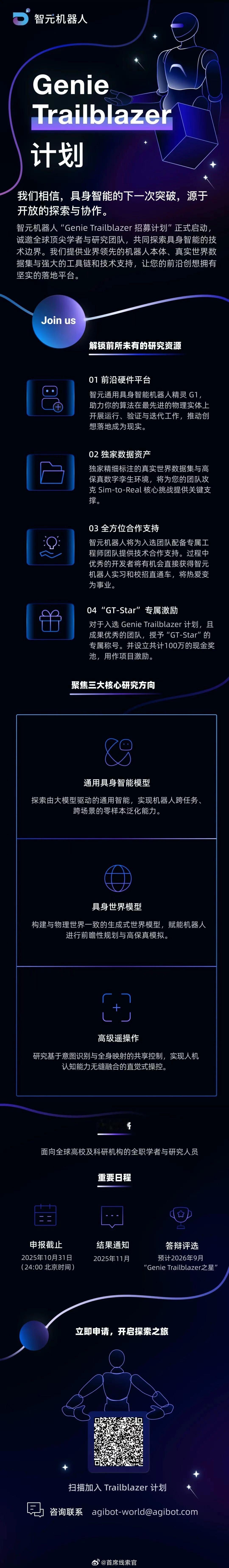 智元机器人正式发起 Genie Trailblazer 全球招募计划，邀请全球的