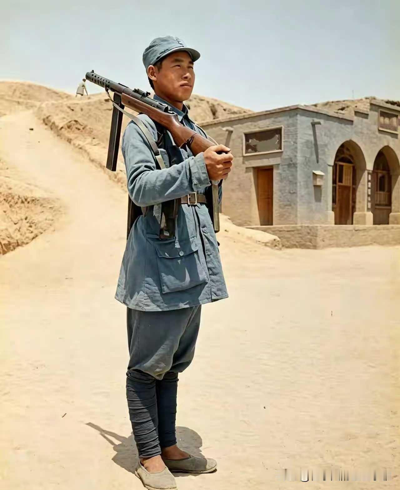 被修恢的老照片，1939年，美国记者在陕北拍的八路军战士。 ​​​