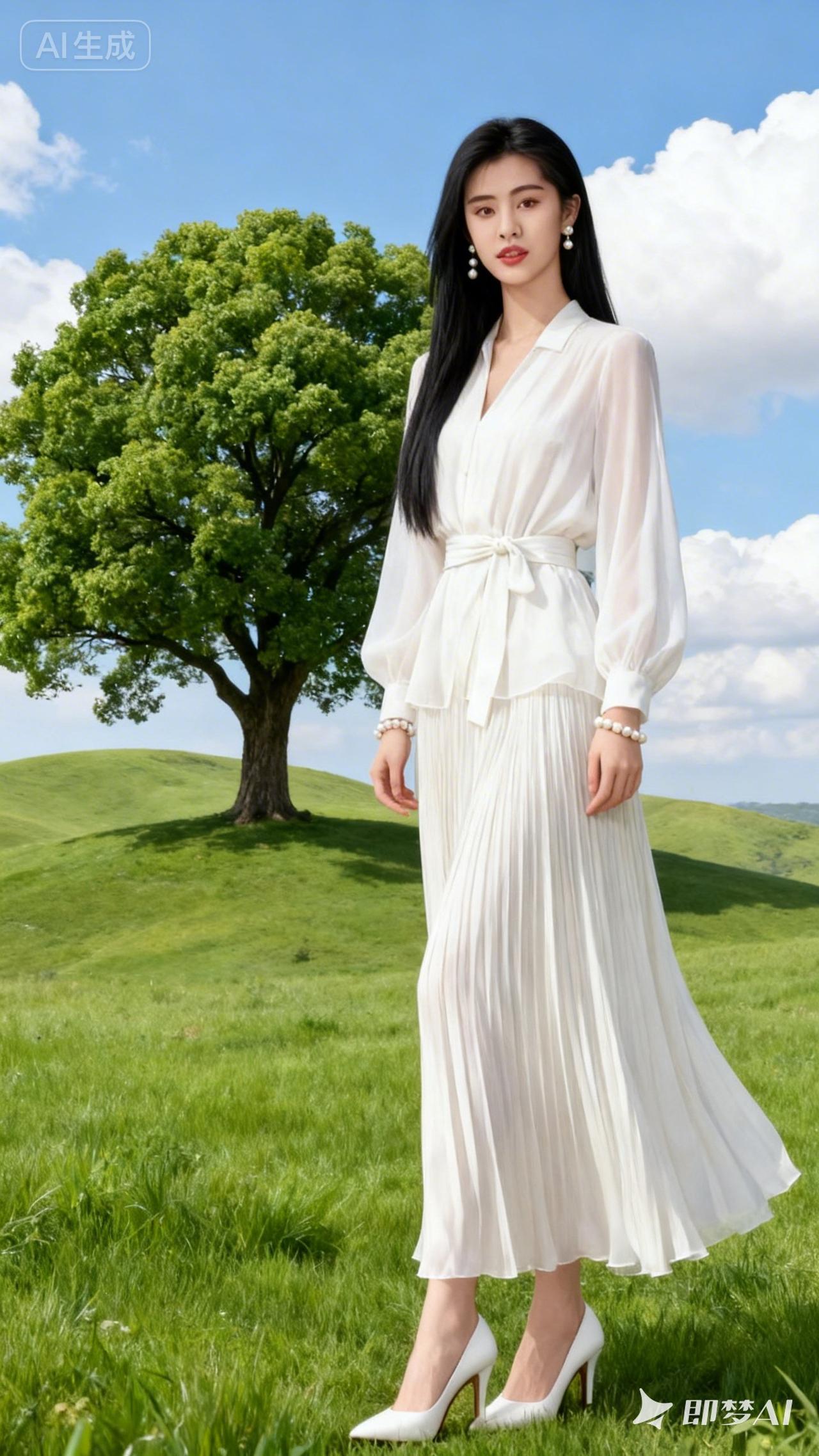 夏日清新穿搭，白色长裙搭配高跟鞋，尽显优雅气质！