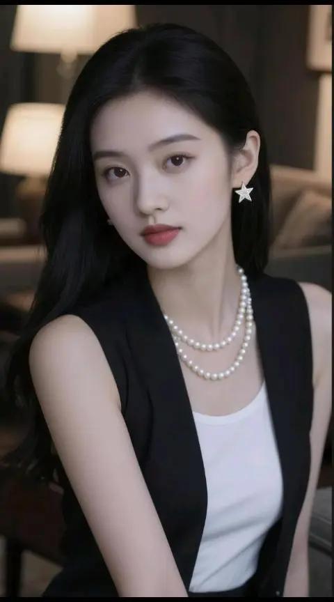 优雅如诗，珍珠点缀夜的静谧。  时尚瞬间