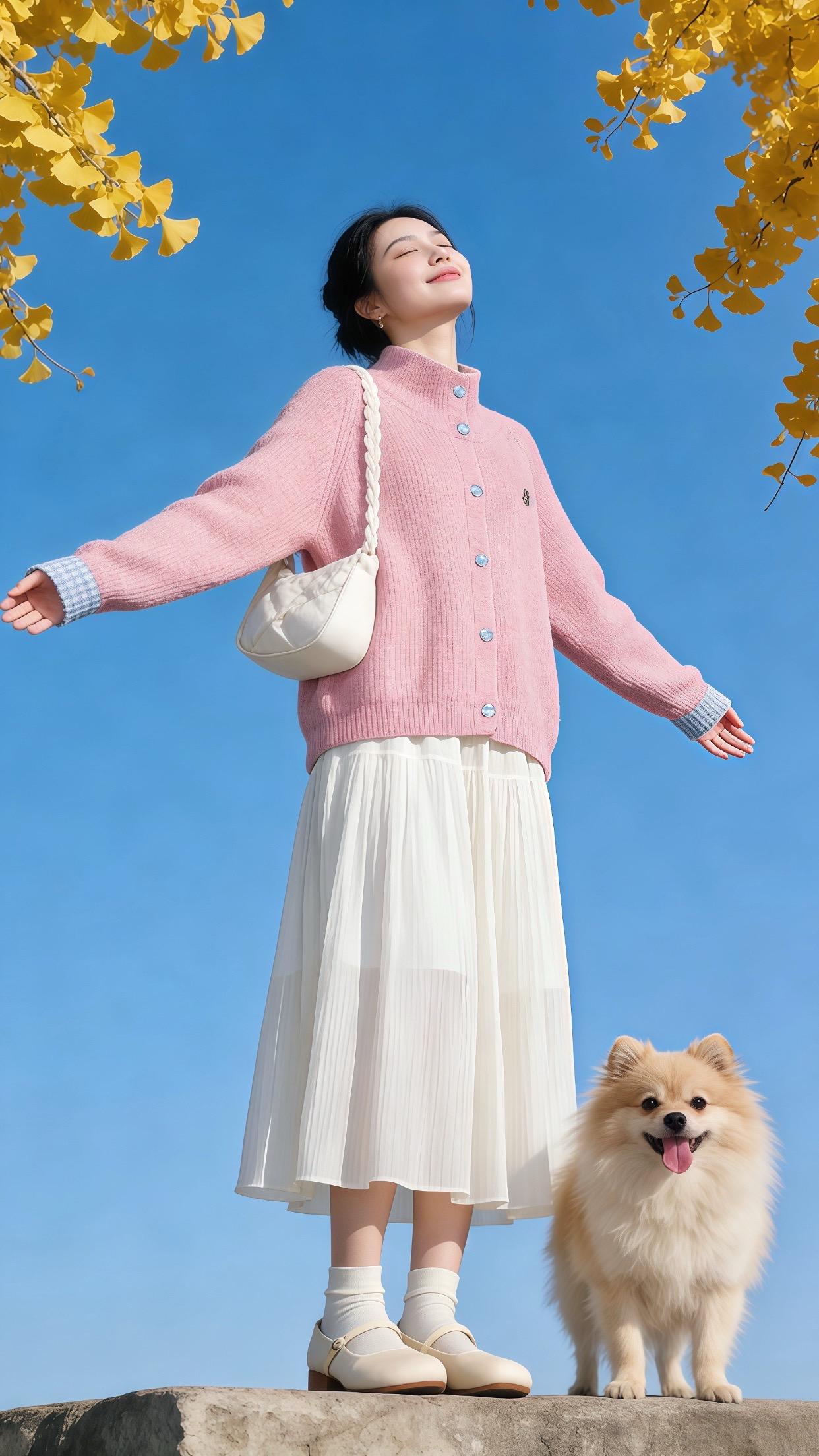 暖冬粉调甜飒画境🌸。粉粉嫩嫩的针织开衫真的是冬日甜妹标配！这件立领款...