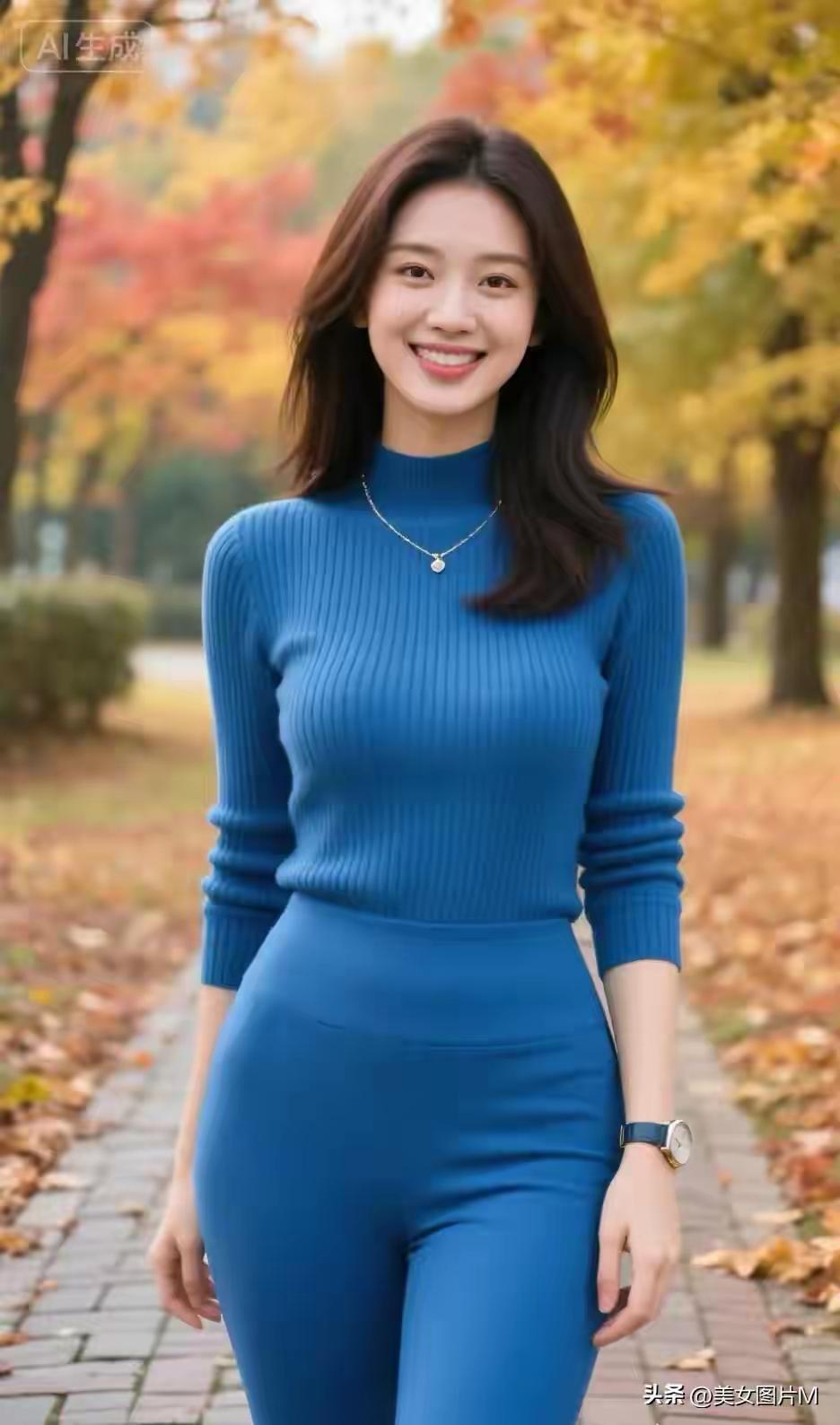 蓝衣美女
一身蓝袂韵翩翩，
婀娜风姿自可怜。
最是倾城气质好，
嫣然一笑醉流年。