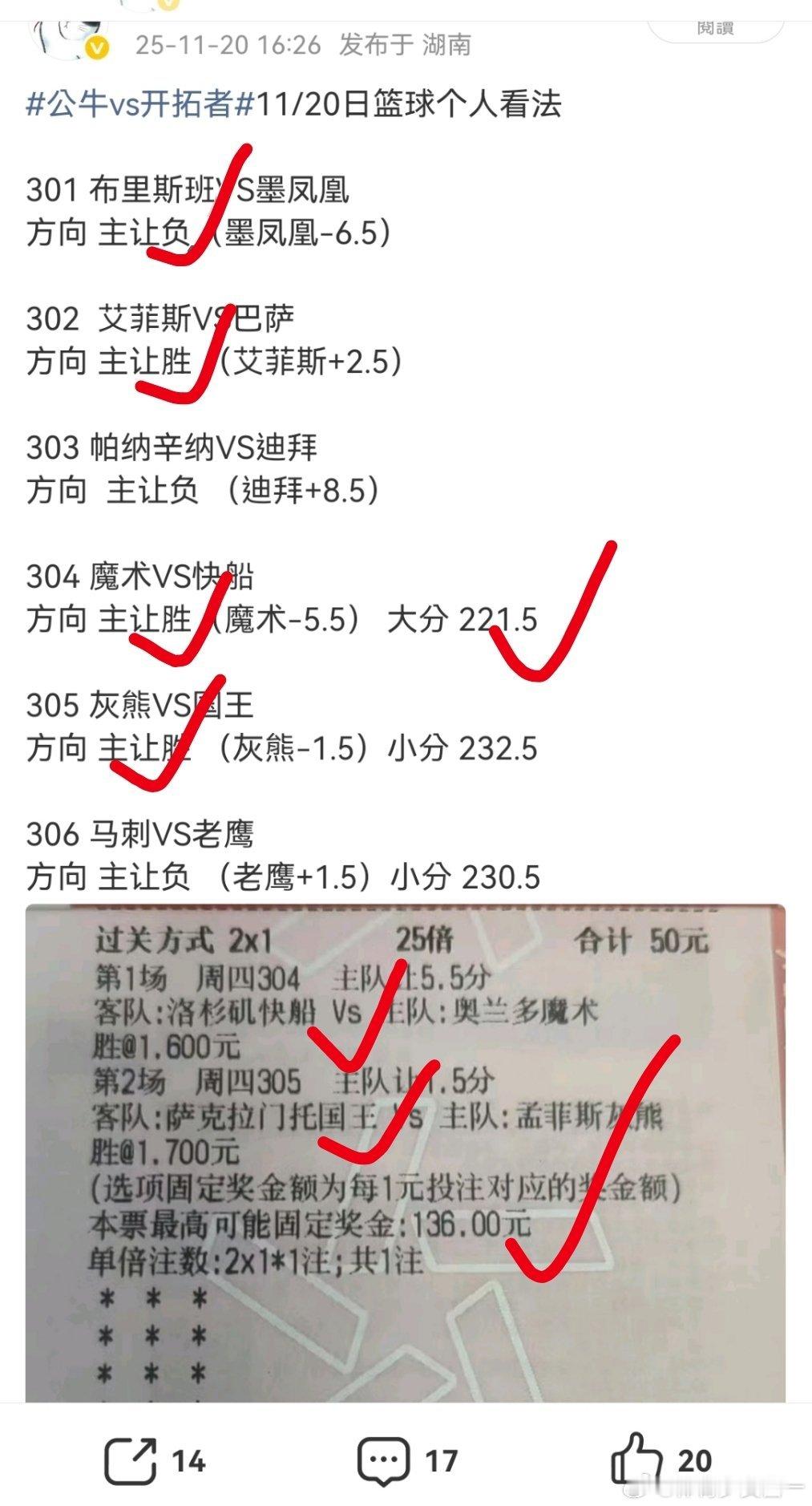 昨日篮球方向6中4，公推拿下