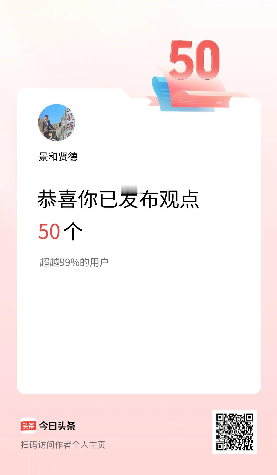 我在头条累计投稿观点50个