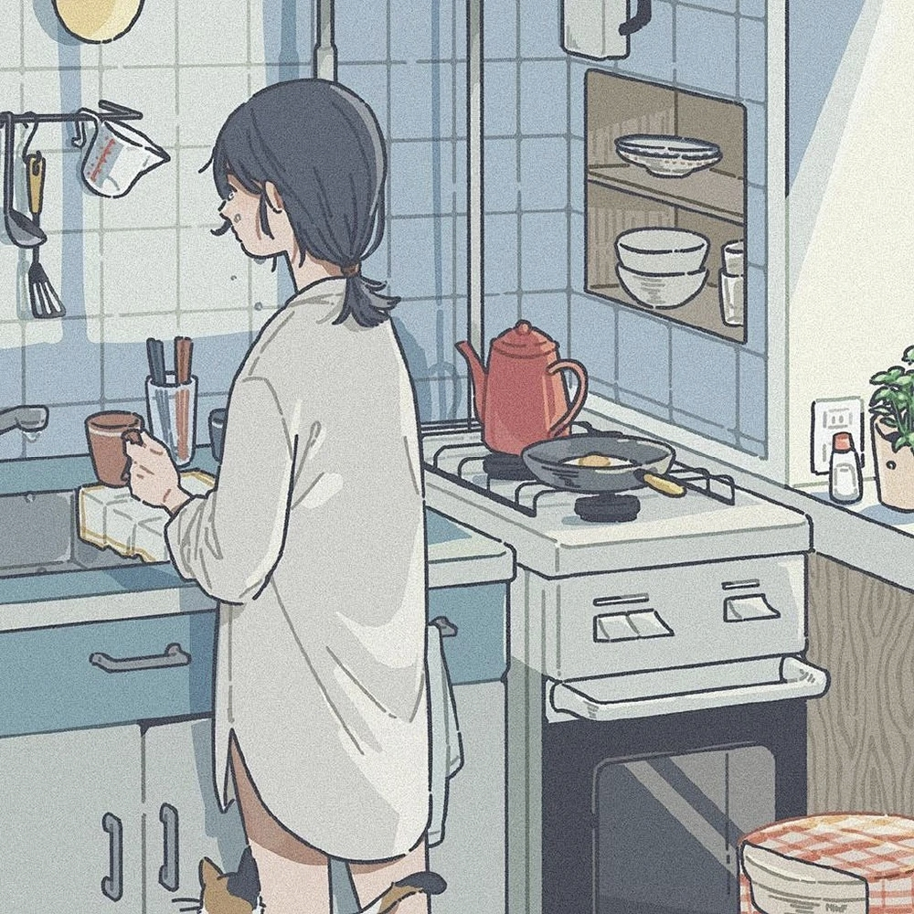 盛夏壁纸大放送动漫仲夏狂欢季午后，雨中，屋前，女孩。アキオカ（akioka） 