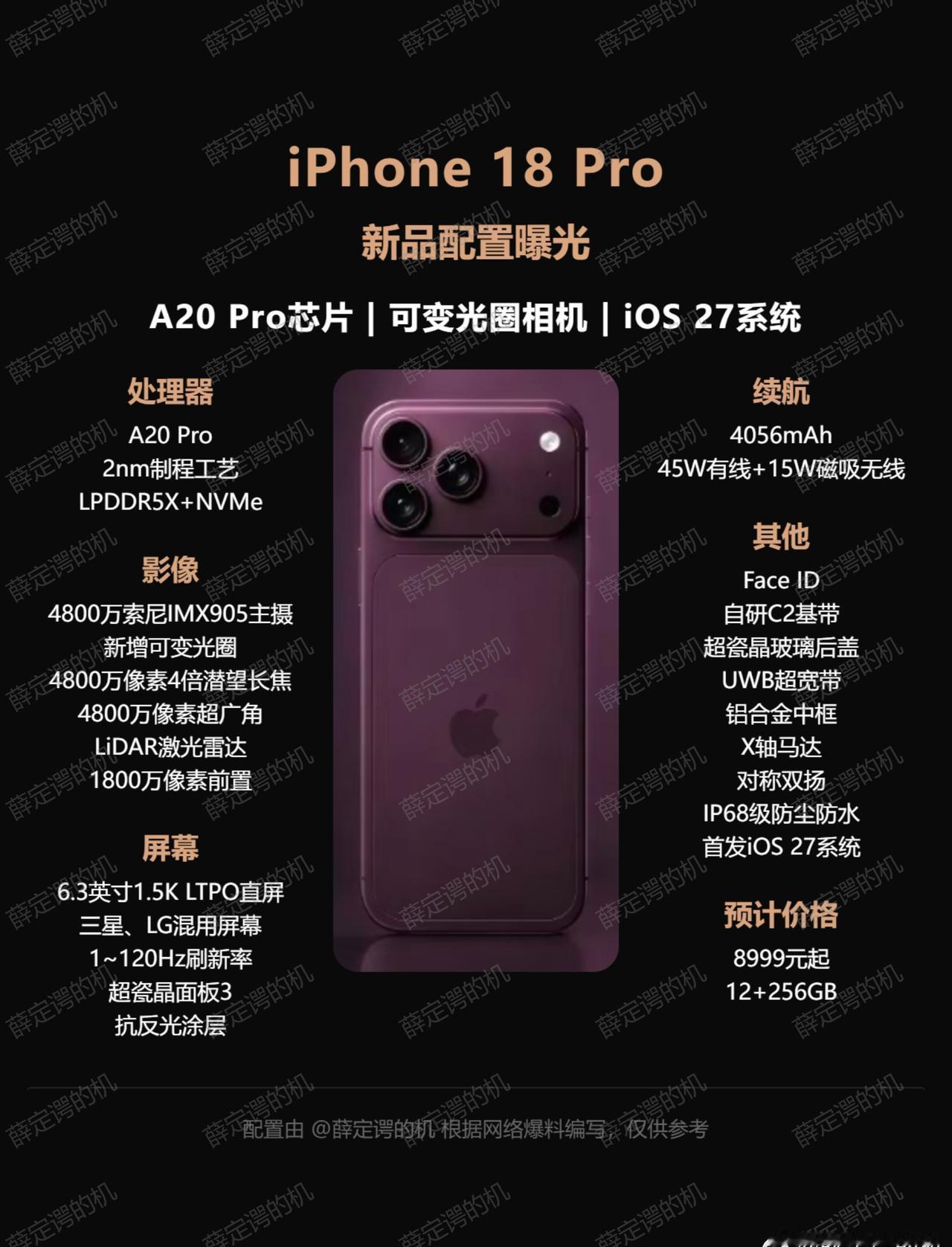 iPhone 18 Pro爆料，2nm芯片，新增可变光圈

芯片用的是2nm的A