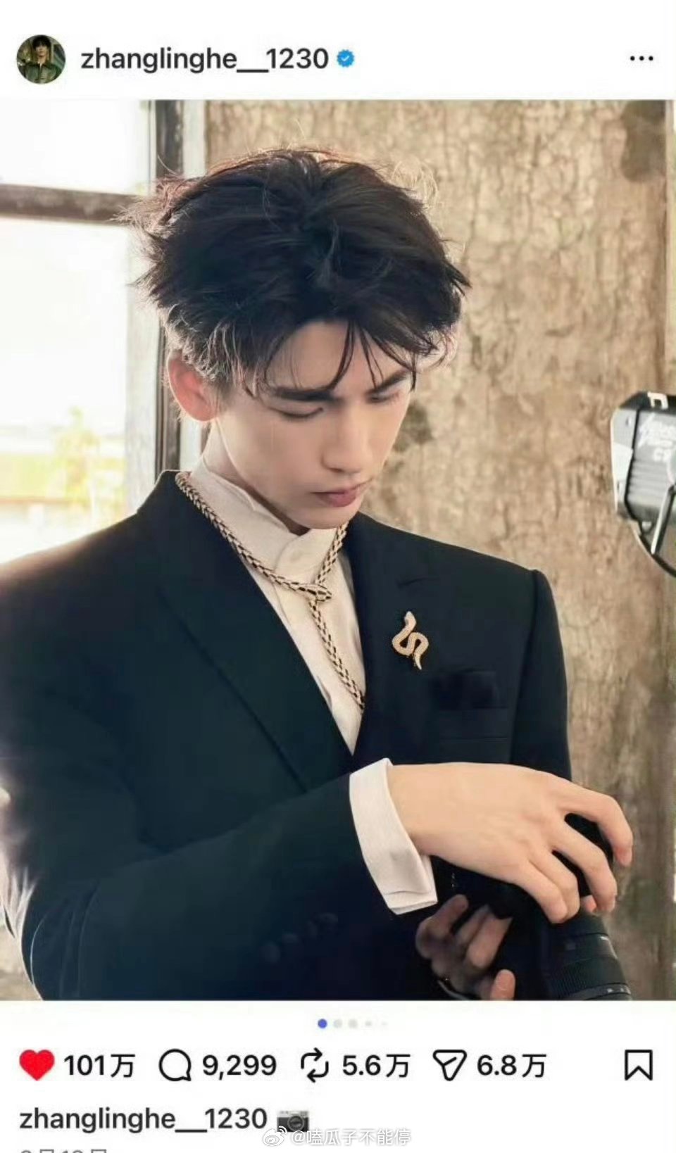 张凌赫百万ins诞生了 