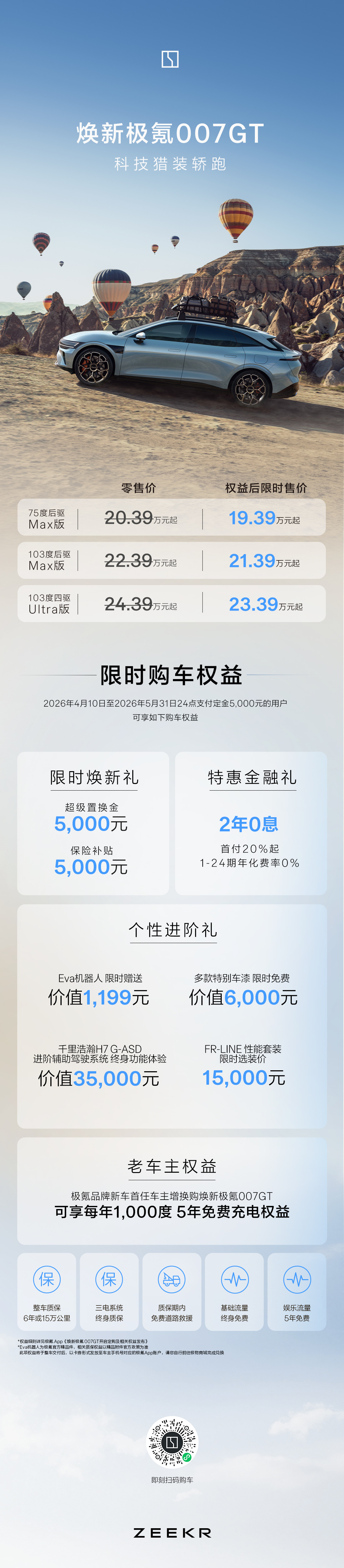 极氪焕新极氪 007、007GT还有极氪001五周年纪念版今晚正式上市。老车主新